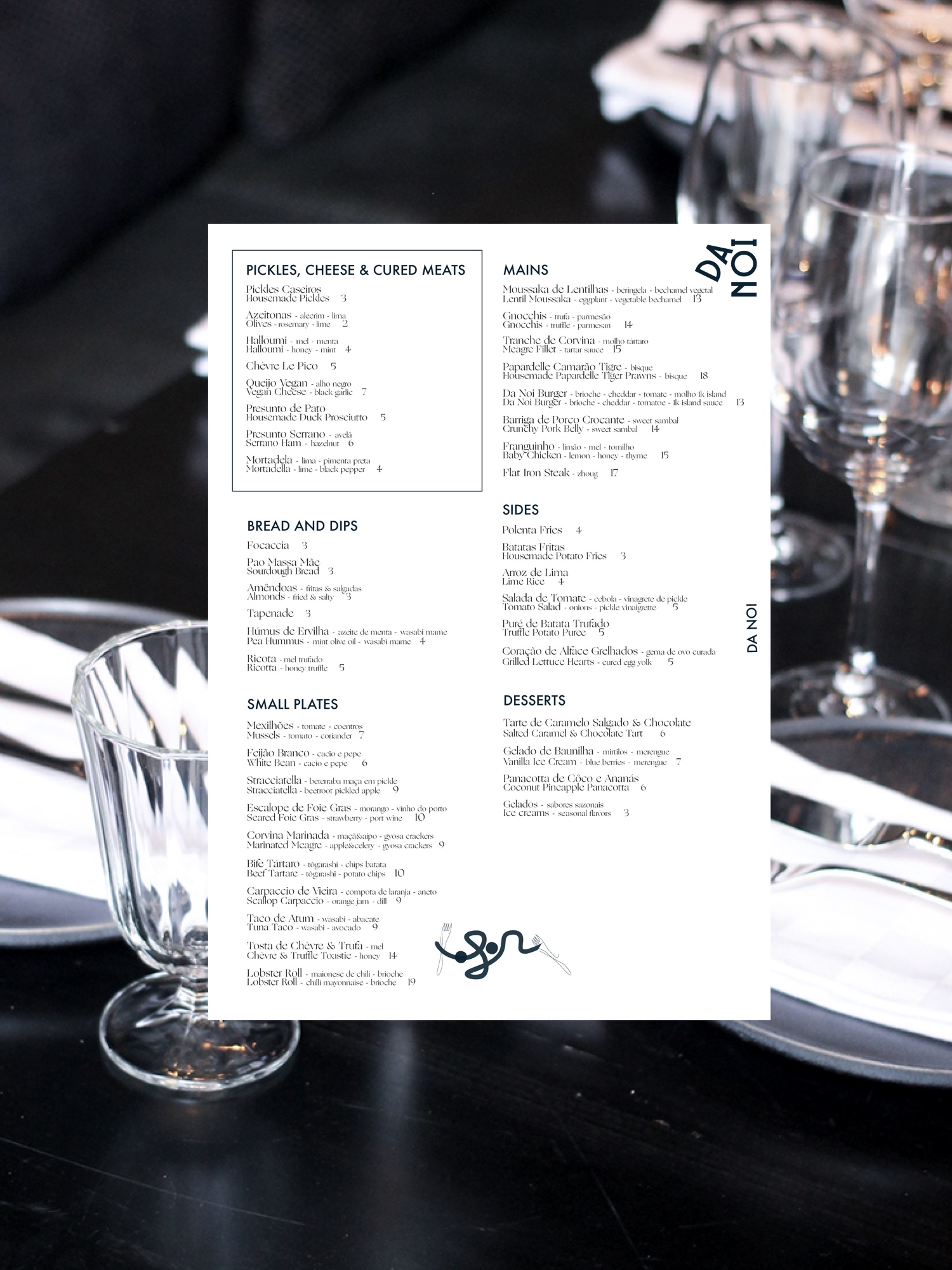 Da Noi restaurant brand collateral Lisbon — Volet